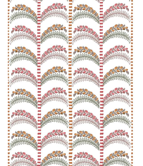 Fabric leaves design col.pink (single width)