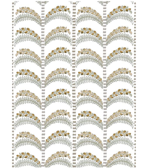 Fabric leaves design col. beige (single width)
