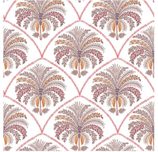 Fabric palm design col. pink (single width)