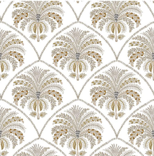 Fabric palm design col. beige (single width)