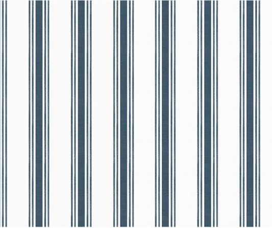 Fabric striped design col. blue/white (single width)