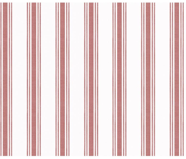 Fabric striped design col. white/pink (single width)