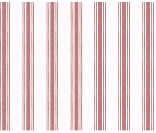 Fabric striped design col. white/pink (single width)
