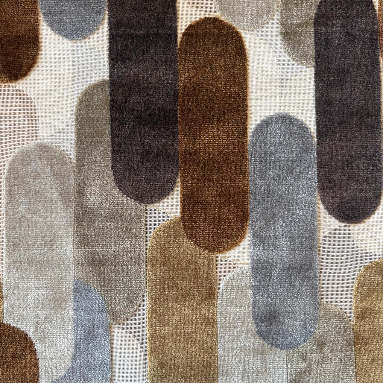 Fabric geometric design col. grey,beige,brown (single width)