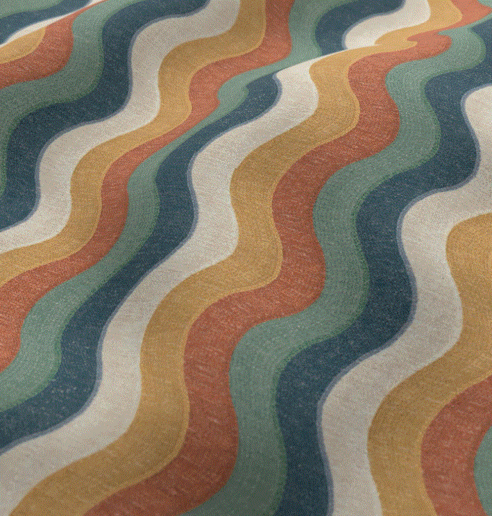 (FR) Fabric abstract modern design col. rainbow (single width)