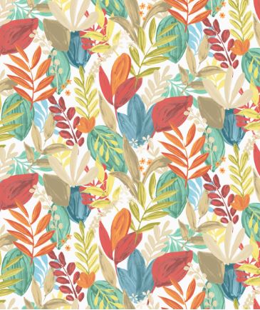 Fabric leaves design col. multicolor (single width)