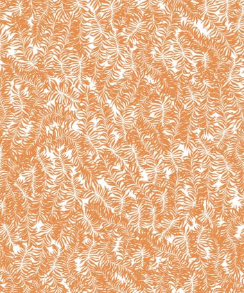Fabric leaves design col. white/orange (single width)
