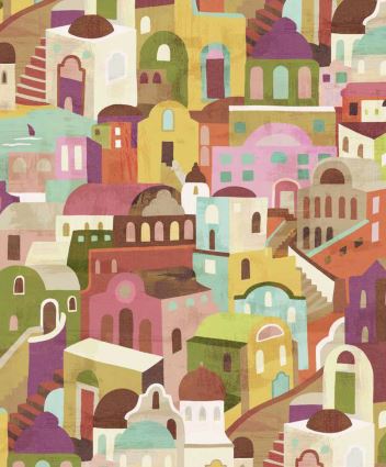 Fabric house design col.multicolor (single width)