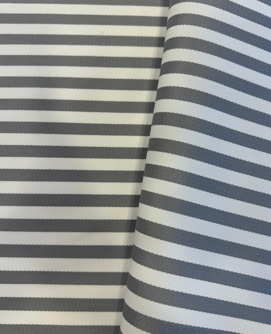 Outdoor fabric striped design col. white/grey (single width)