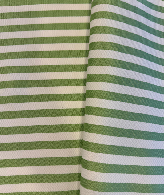 Outdoor fabric striped design col. white/green (single width)