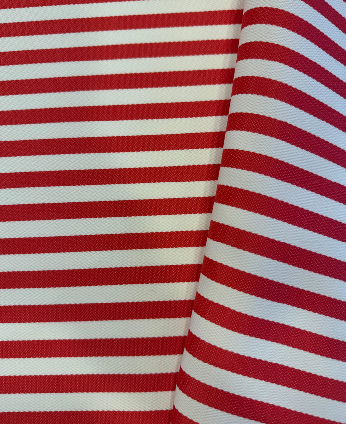Outdoor fabric striped design col. white/red (single width)