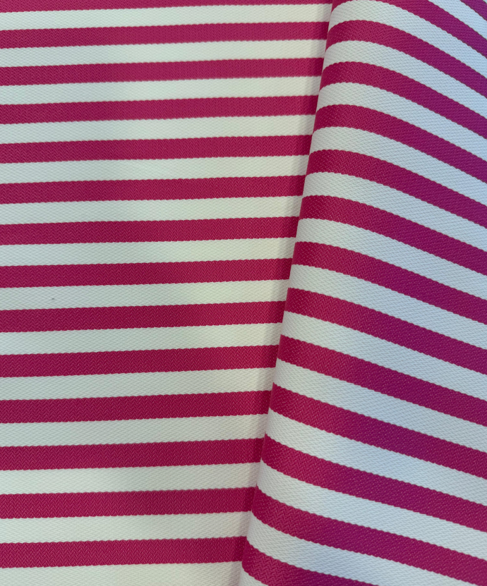 Outdoor fabric striped design col. white/pink (single width)