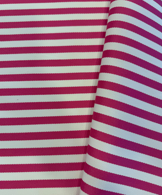 Outdoor fabric striped design col. white/pink (single width)