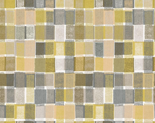 Fabric square design col. green/yellow (single width)