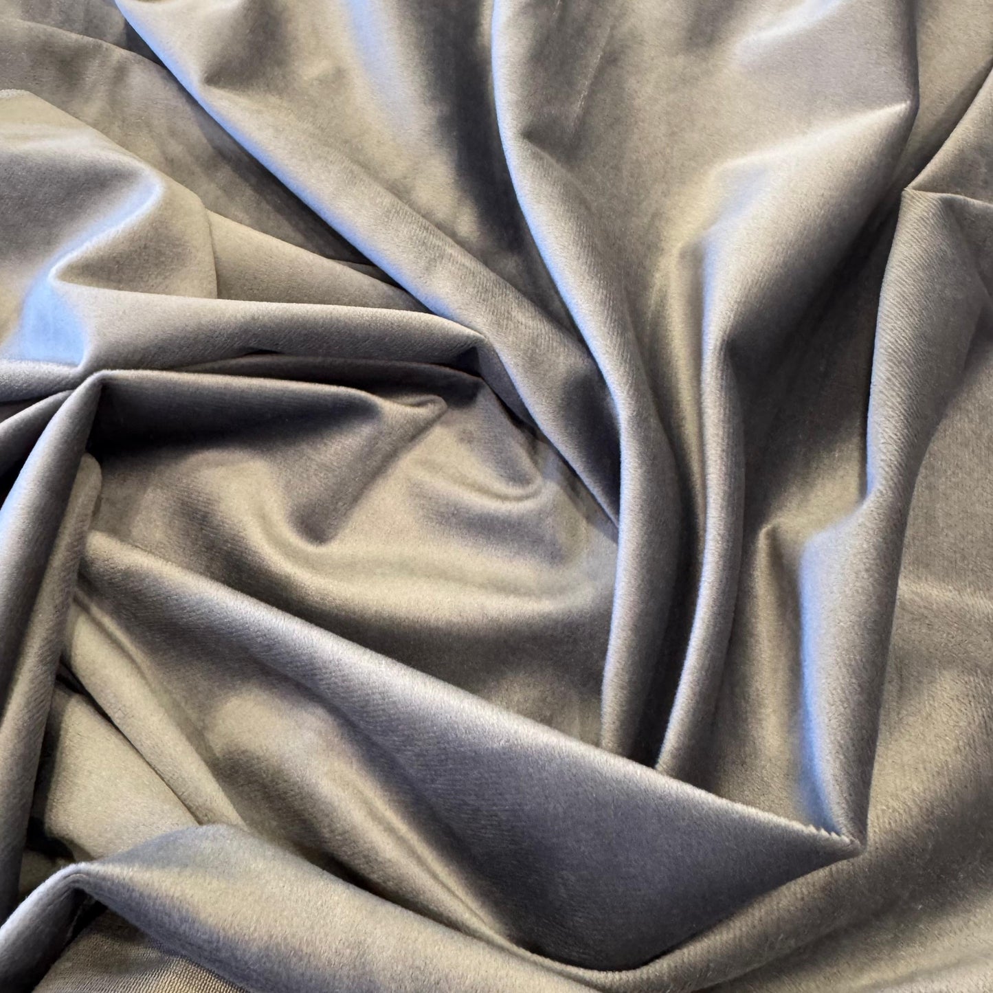 Fabric velvet plain col. grey ( double width)