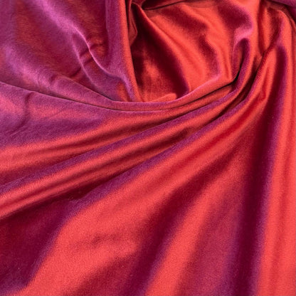 Fabric velvet plain col. red ( double width)