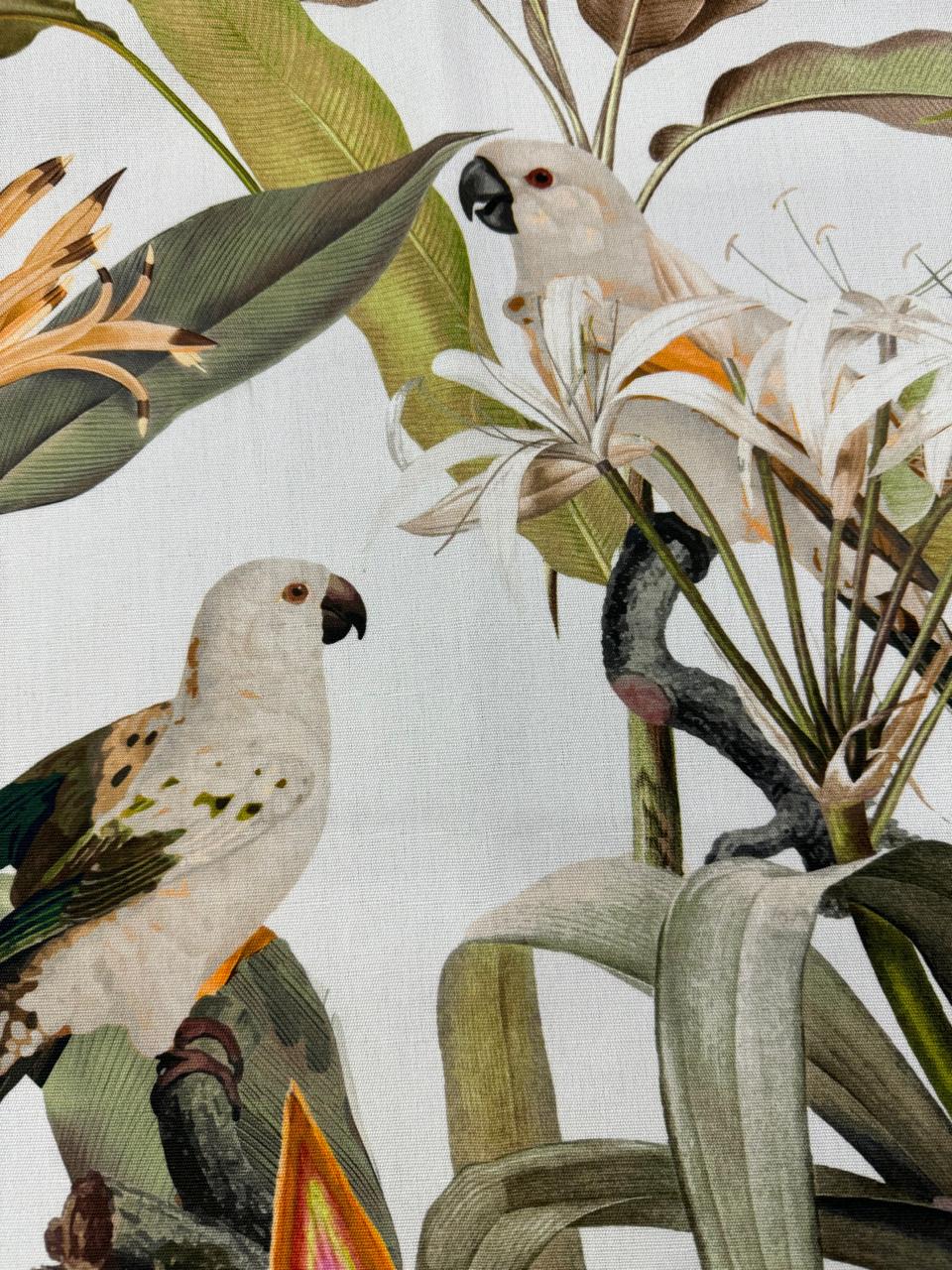 Outdoor fabric parrots design col. beige/green (single width)