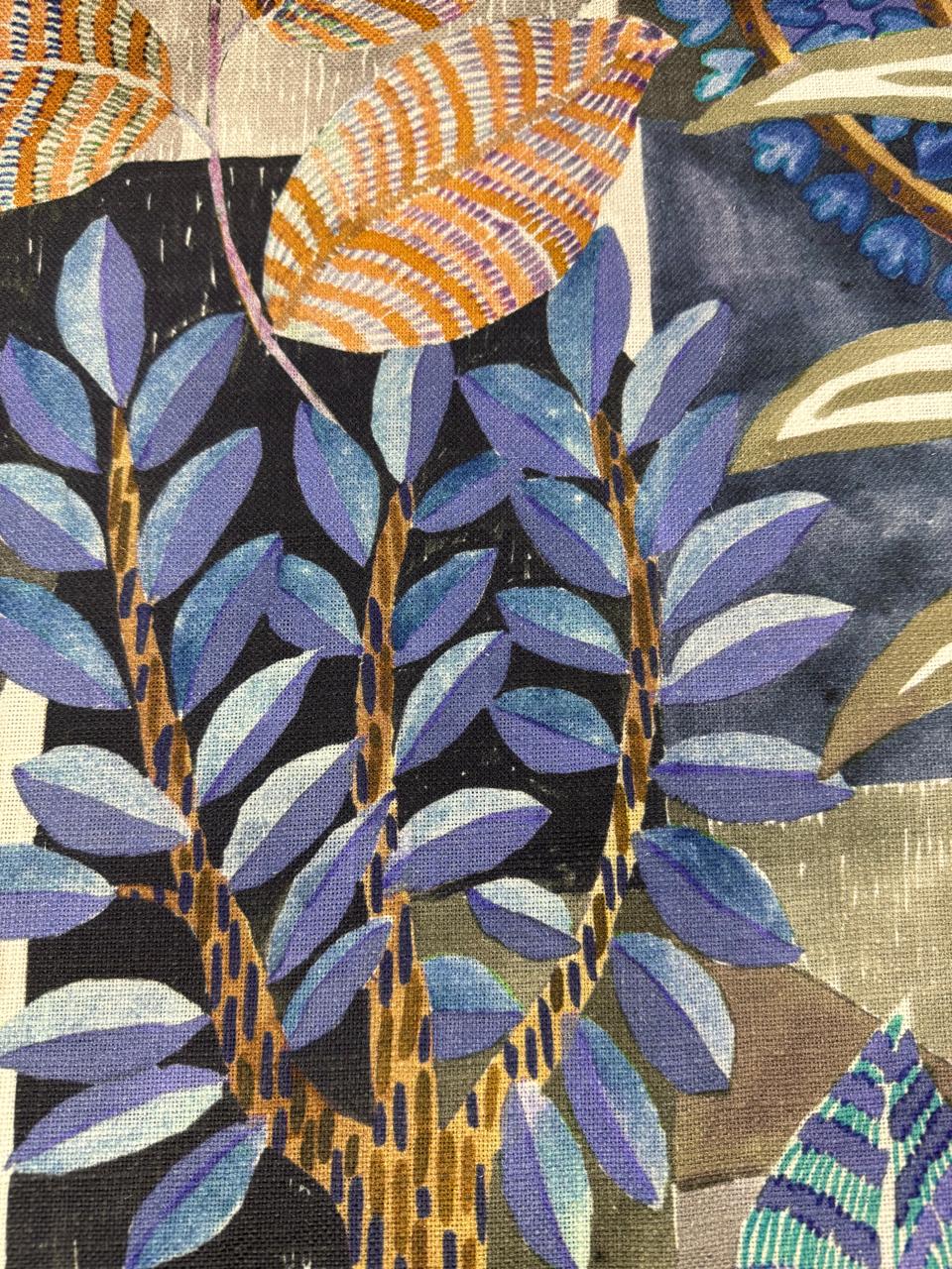 Fabric leaves design col. multicolor (single width)