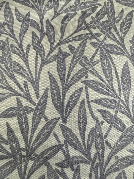 Fabric leaves design col. blue/beige (single width)
