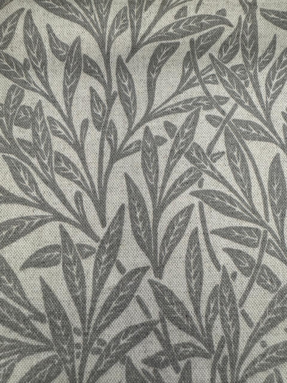 Fabric leaves design col. grey/beige (single width)