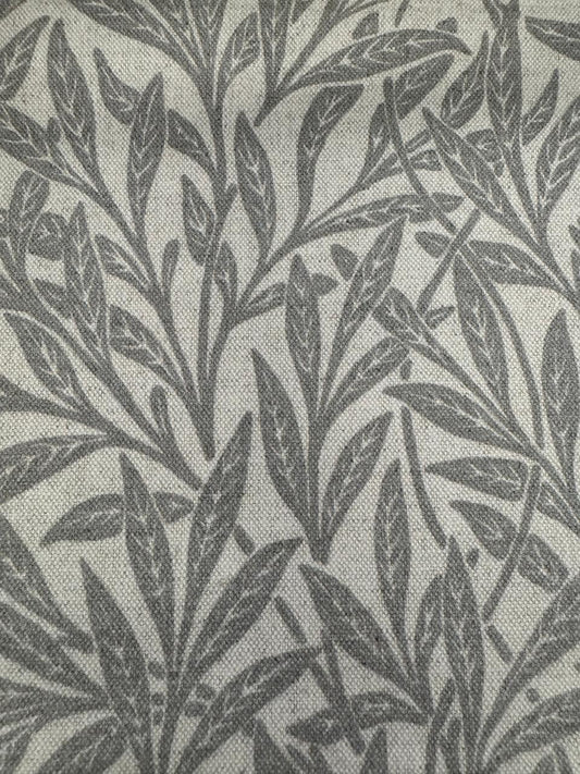 Fabric leaves design col. grey/beige (single width)