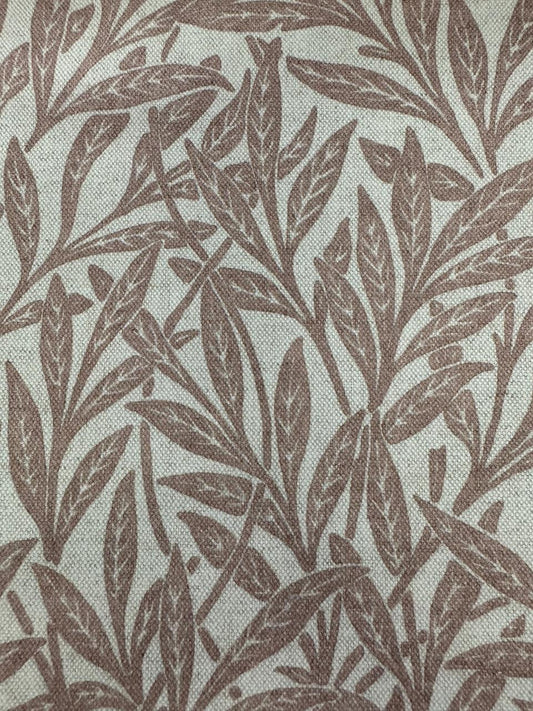 Fabric leaves design col. beige/pink (single width)