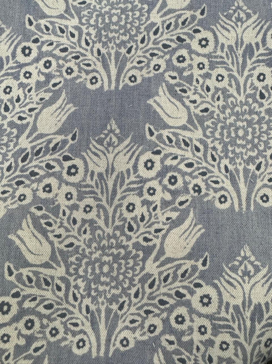 Fabric baroque design col. blue/Beige (single width)