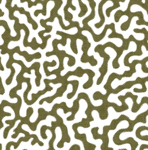 Fabric abstract design green/white (single width)
