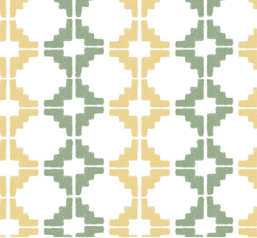 Fabric geometric modern design col. green/yellow (single width)
