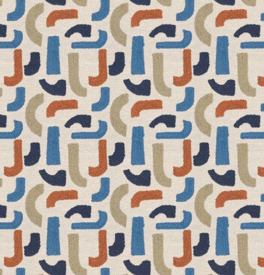 (FR) Fabric abstract geometric modern design col. limoges (single width)