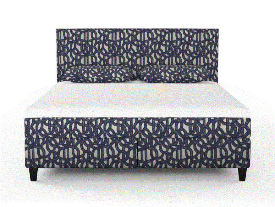 (FR) Fabric abstract geometric modern design col. navy (single width)