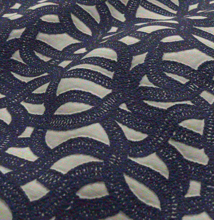 (FR) Fabric abstract geometric modern design col. navy (single width)