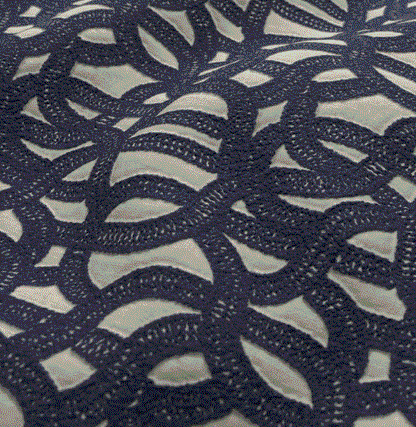 (FR) Fabric abstract geometric modern design col. navy (single width)