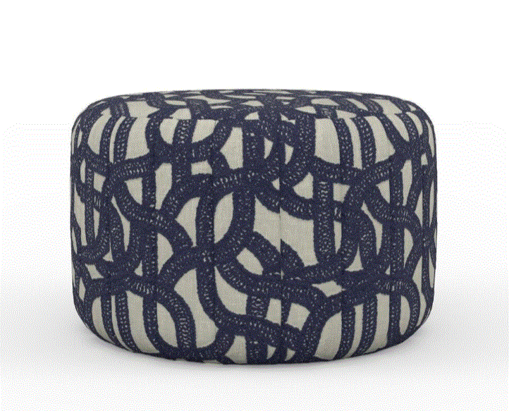 (FR) Fabric abstract geometric modern design col. navy (single width)