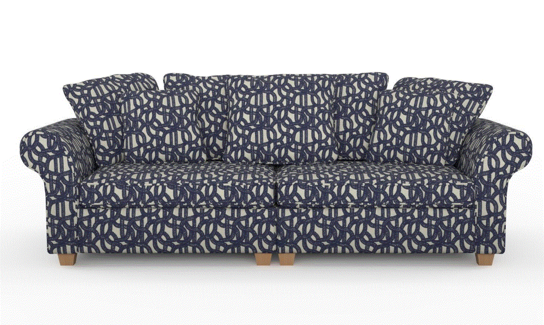 (FR) Fabric abstract geometric modern design col. navy (single width)