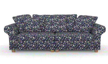 (FR) Fabric abstract geometric modern design col. navy (single width)