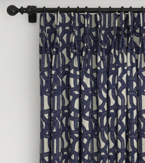 (FR) Fabric abstract geometric modern design col. navy (single width)