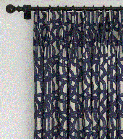 (FR) Fabric abstract geometric modern design col. navy (single width)