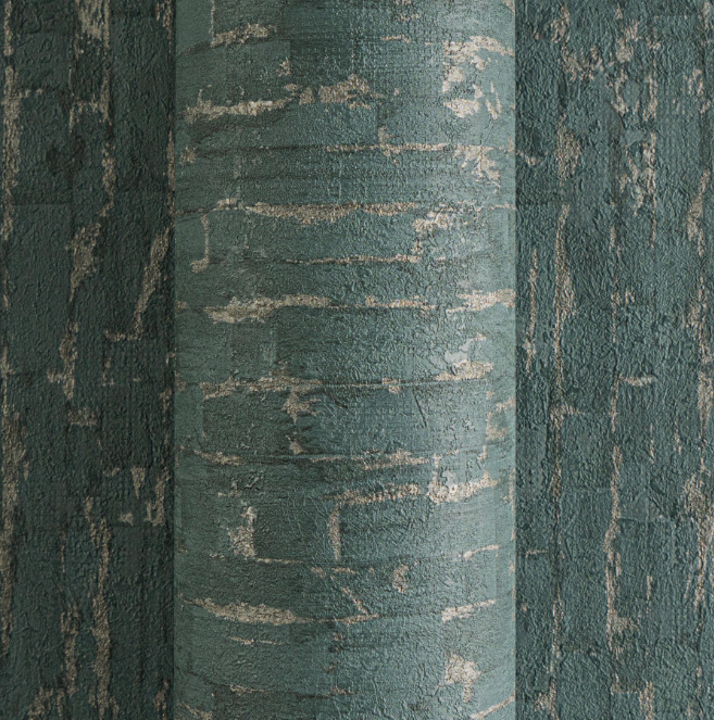 Wallpaper decorative plain col. blue/silver