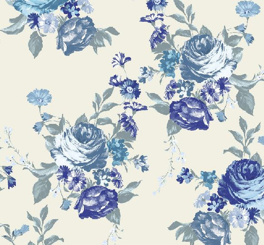 Fabric design col. blue ( double width)