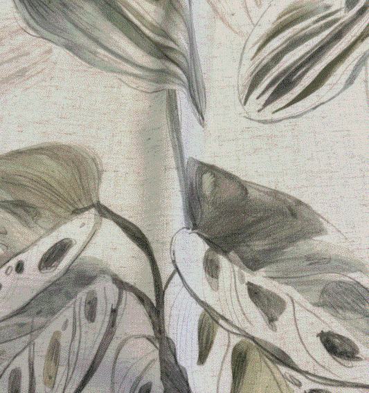 Curtain flower design col. beige/green (double width)