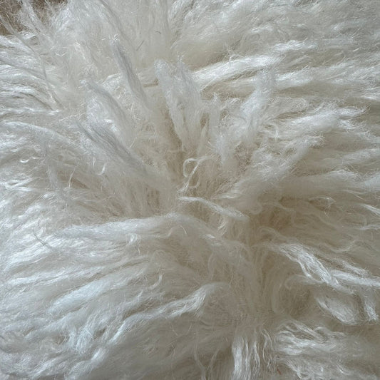 Fabric with long fleece plain col. off-white (single width)