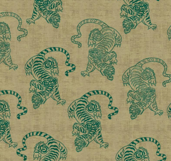 Fabric tiger design col. green (single width)