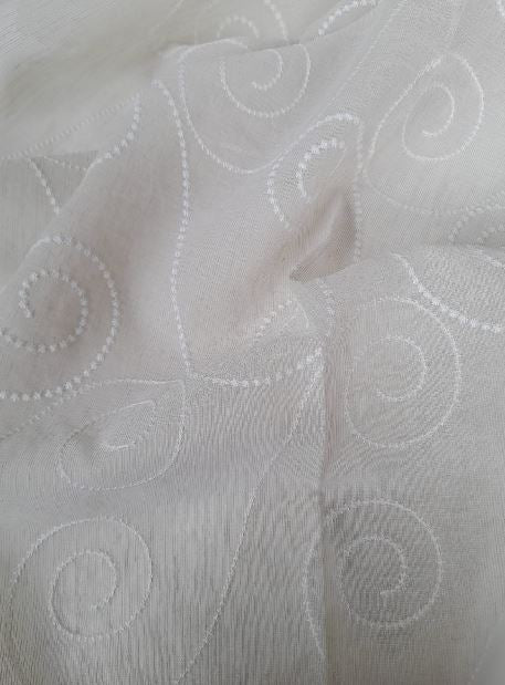 Voile with embroidered waves col. beige (double width)