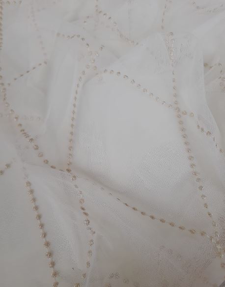 Sheer with embroidered dots col.gold (double width)